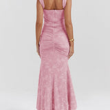 Robe longue fleurie bleu campanule