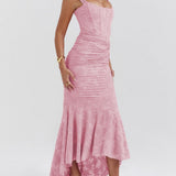 Robe longue fleurie bleu campanule