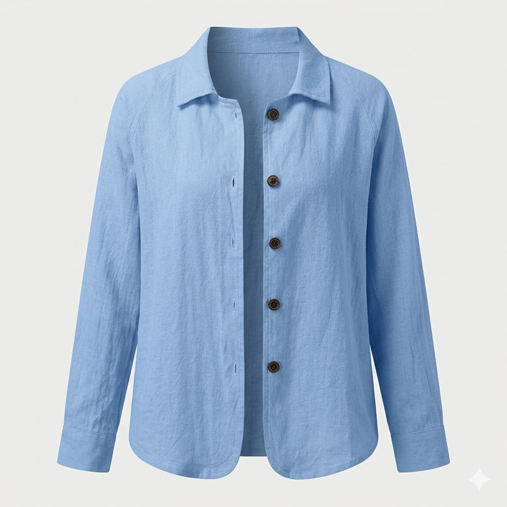 Amélie Rousseau | Veste en lin boutonnée Sky Breeze à l'élégance décontractée pour femme