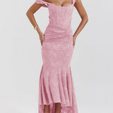 Robe longue fleurie bleu campanule