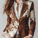 Blazer en suédine écologique imprimé peau de vache vintage