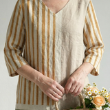 Soren | Robe midi à rayures mélangées claires