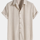 Chemise à manches courtes boutonnée en velours côtelé