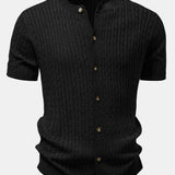 Chemise en tricot à boutons et col rond en jacquard torsadé & Pantalon fuselé coupe ajustée