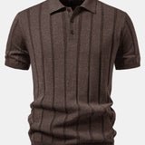 Polo en maille côtelée en lin et pantalon fuselé coupe slim