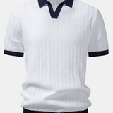 Polo à col Johnny texturé contrastant et pantalon fuselé coupe slim