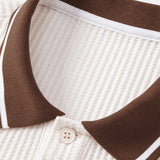 Polo gaufré à bordure contrastante et pantalon fuselé coupe slim