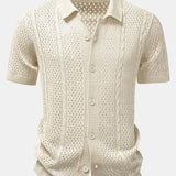 Chemise en maille ajourée et pantalon droit en lin