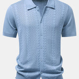 Chemise boutonnée en maille jacquard torsadée et pantalon droit en lin