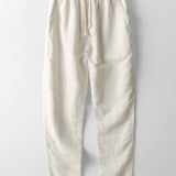 Chemise boutonnée en maille rayée et pantalon droit en lin
