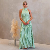 Robe longue dos nu à volants Celestia