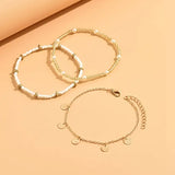 Lot de 3 chaînes de cheville superposées Coastal Charm | Or
