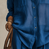 Chemise boutonnée en lin Bohemian Indigo Quiet Ease