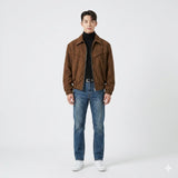 Marco DeLuca | Veste zippée en daim vintage à la coupe moderne et ajustée pour homme