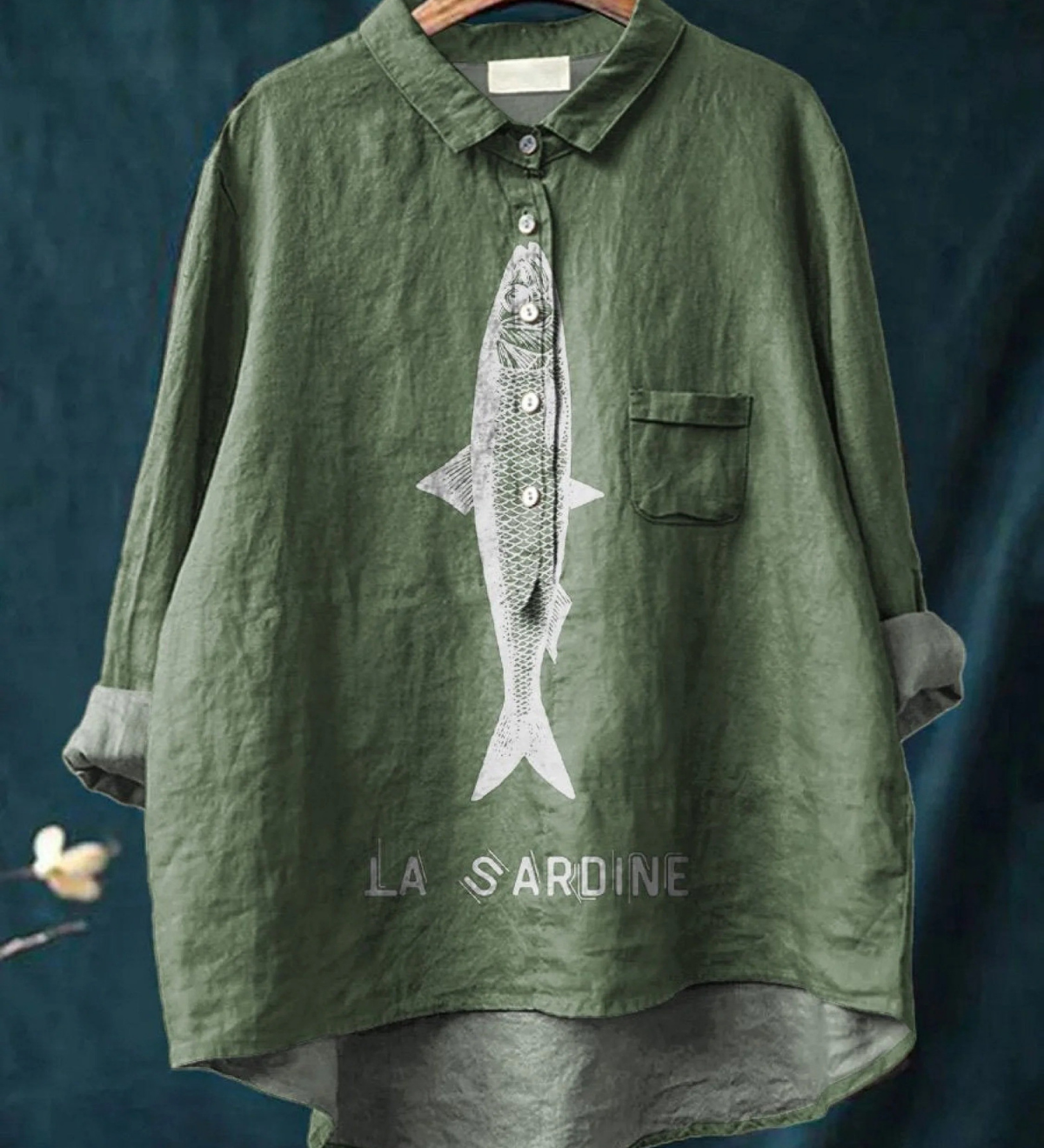Sophie | Chemise décontractée pour femme avec imprimé graphique Sardine