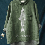 Sophie | Chemise décontractée pour femme avec imprimé graphique Sardine