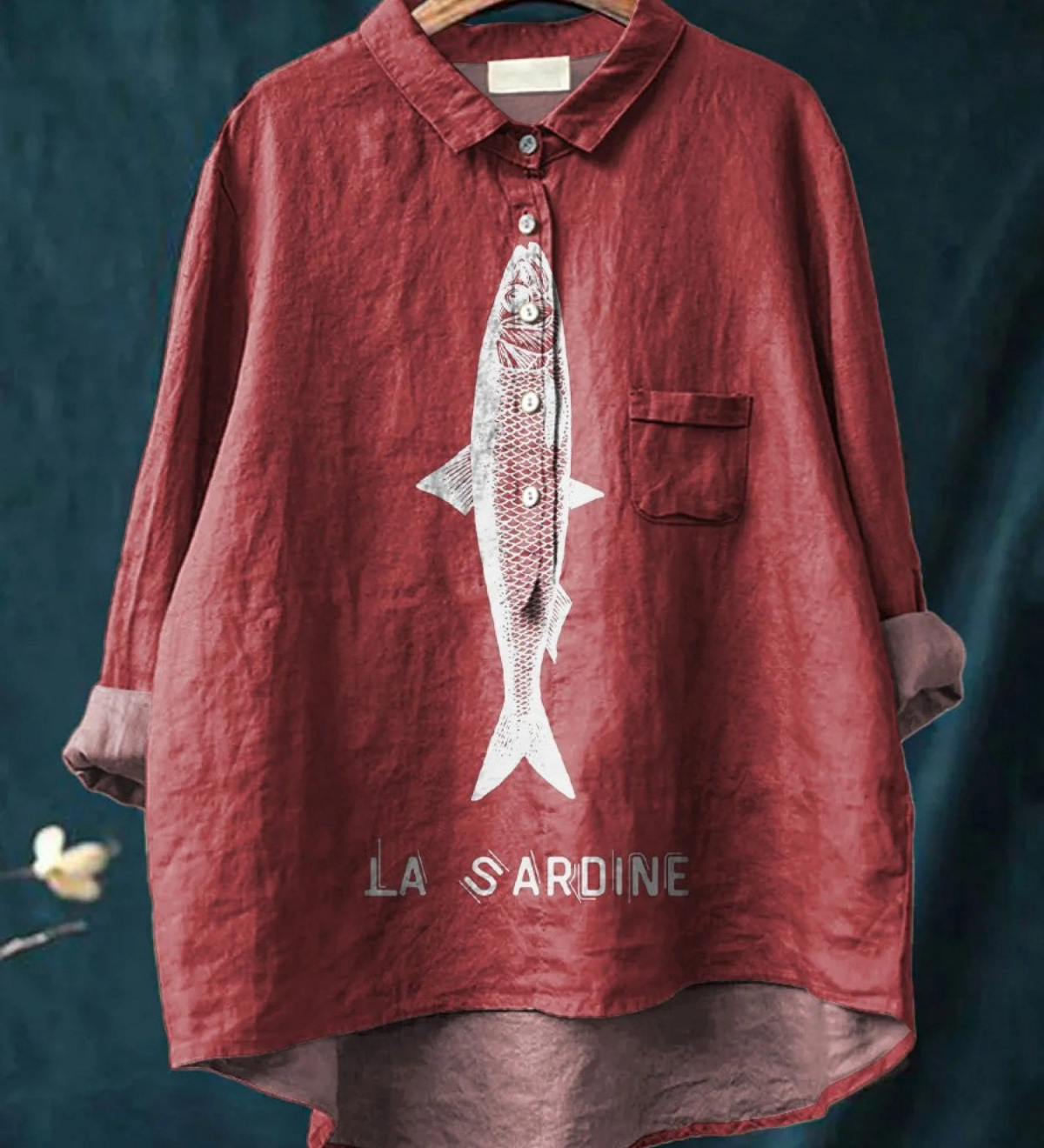 Sophie | Chemise décontractée pour femme avec imprimé graphique Sardine