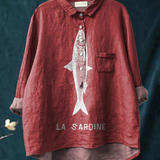 Sophie | Chemise décontractée pour femme avec imprimé graphique Sardine