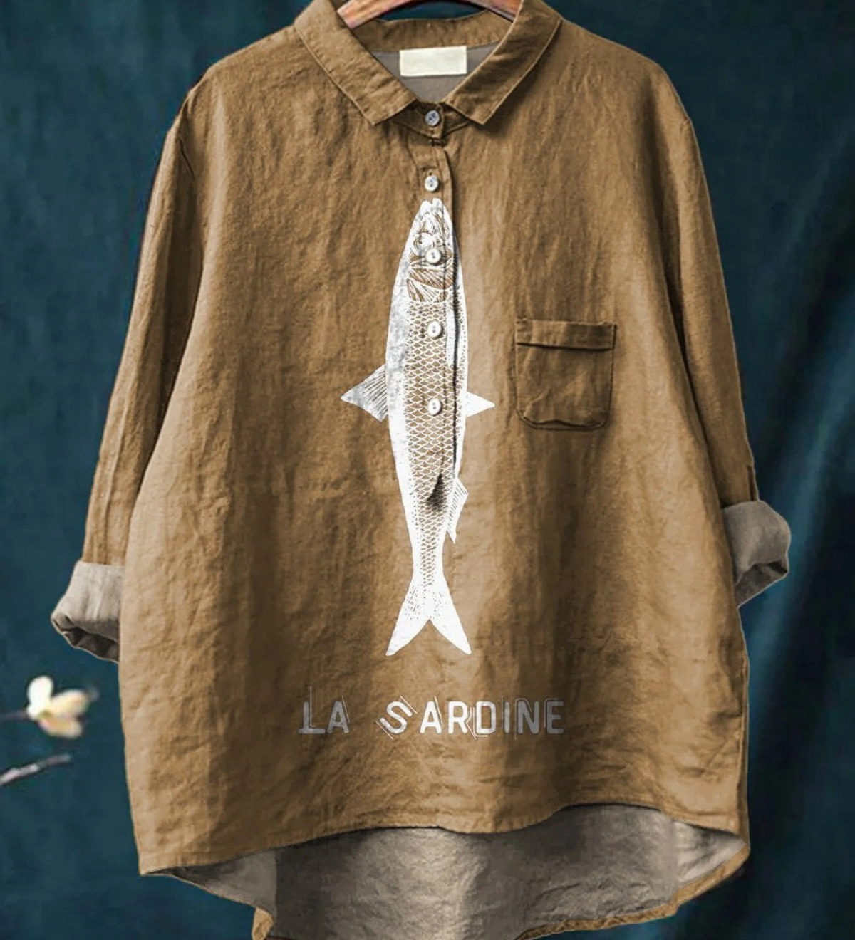 Sophie | Chemise décontractée pour femme avec imprimé graphique Sardine