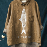 Sophie | Chemise décontractée pour femme avec imprimé graphique Sardine