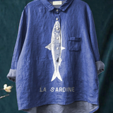 Sophie | Chemise décontractée pour femme avec imprimé graphique Sardine