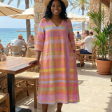 Tessa | Robe midi rayée facile à porter