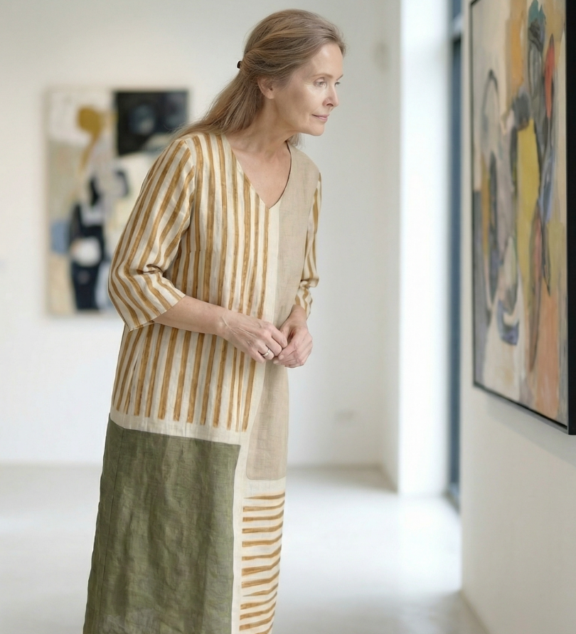 Soren | Robe midi à rayures mélangées claires