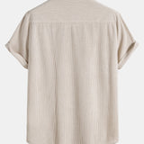 Chemise à manches courtes boutonnée en velours côtelé