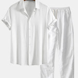 Chemise à boutons en mélange de lin et rayonne & Pantalon droit en lin