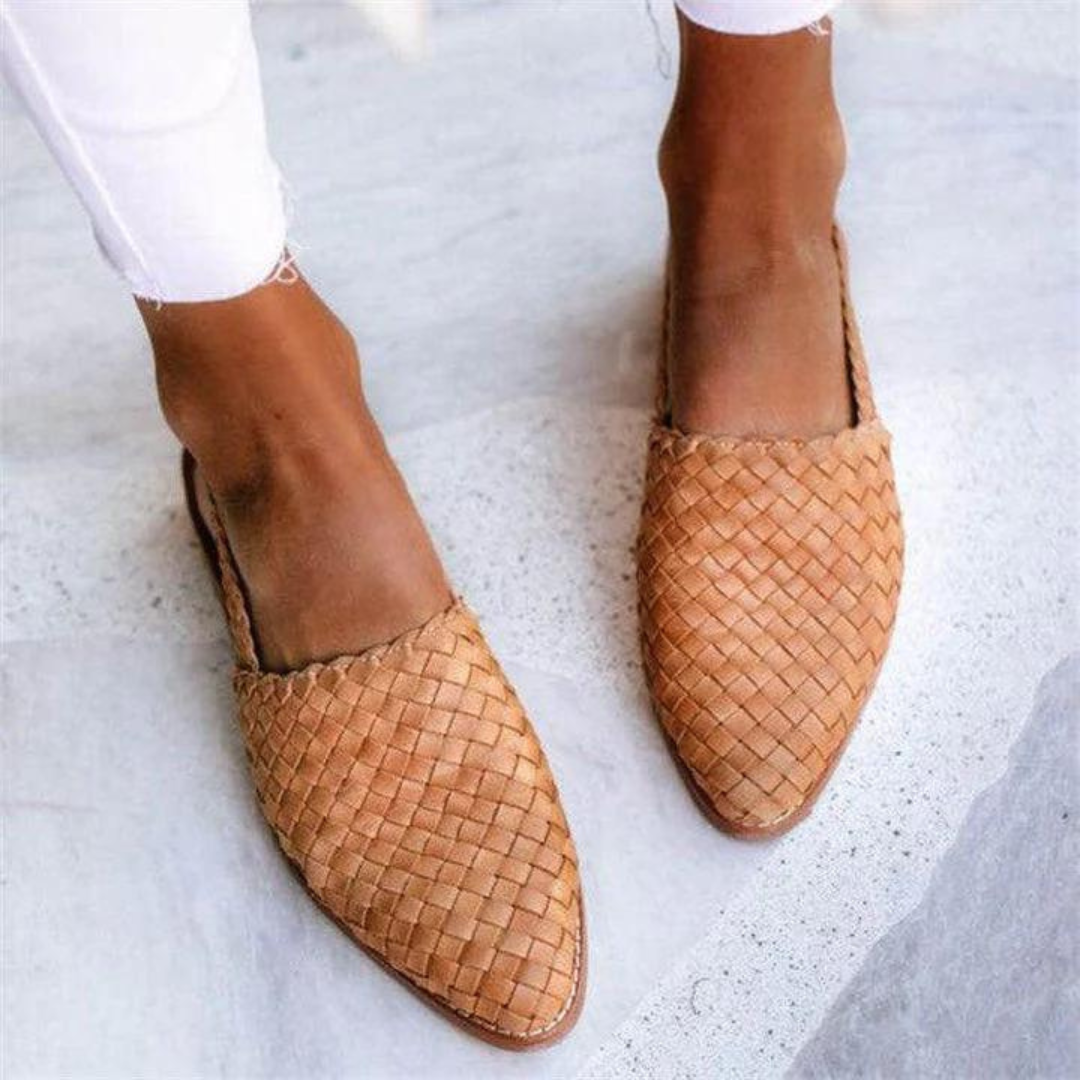 Donna | Ballerines élégantes en cuir végétalien tressé