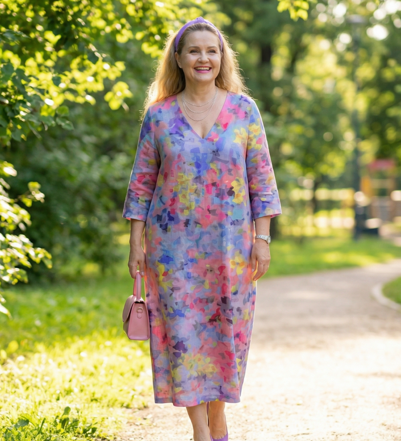 Robe Midi Fleurie Abstraite | Benson