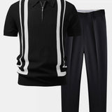 Polo à fermeture éclair contrastée et pantalon fuselé coupe slim