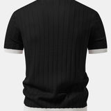 Polo à col Johnny avec rayures contrastantes et pantalon fuselé coupe slim