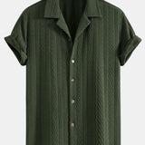 Chemise cubaine en jacquard texturé et pantalon droit à texture froissée