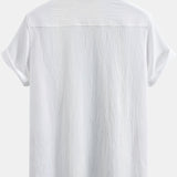 Chemise cubaine à contraste texturé et pantalon droit