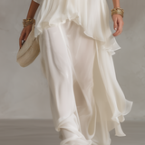 Robe longue romantique en mousseline étagée transparente