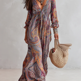 Robe Cache-cœur Vintage à Imprimé Paisley Avec Ceinture à Nouer