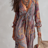 Robe Cache-cœur Vintage à Imprimé Paisley Avec Ceinture à Nouer