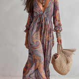 Robe Cache-cœur Vintage à Imprimé Paisley Avec Ceinture à Nouer