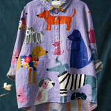 Hannah | Chemise décontractée pour femme avec imprimé artistique de chien