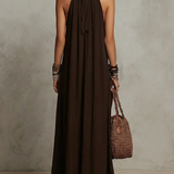 Robe longue minimaliste marron foncé à licou
