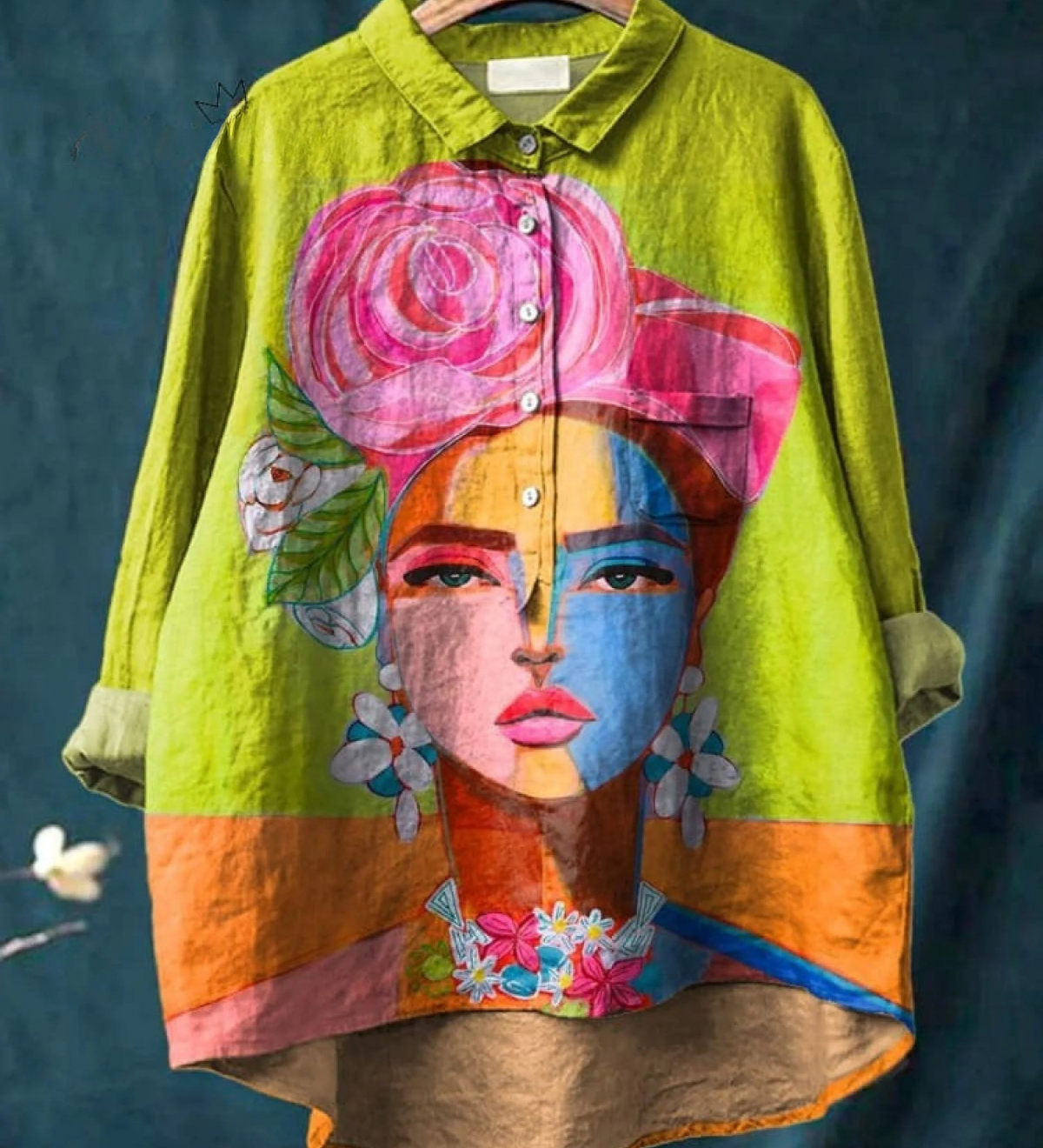 Amber | Peinture à l'huile Portrait de Freda Art imprimé Chemise décontractée pour femme