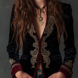 Blazer vintage en velours brodé style baroque