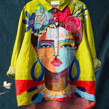 Amber | Peinture à l'huile Portrait de Freda Art imprimé Chemise décontractée pour femme