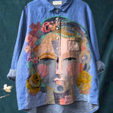 Amber | Peinture à l'huile Portrait de Freda Art imprimé Chemise décontractée pour femme