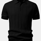 Polo en maille côtelée en lin et pantalon fuselé coupe slim