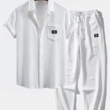 T-shirt gaufré à manches courtes et pantalon de jogging gaufré à cordon de serrage