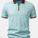 Polo en maille texturée zippé avec bordures contrastantes et pantalon fuselé coupe slim