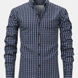 Chemise à carreaux à manches longues et boutons