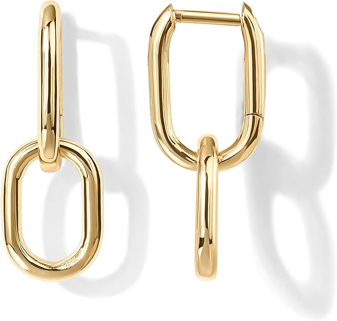 Boucles d'oreilles créoles avec chaînes | Doré